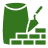 Bricklaying symbol with trowel and bag