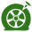 Green snail with a wheel design