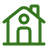Green house icon on black background