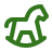 Minimalistic green horse silhouette logo.