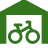Bicycle in green garage symbol